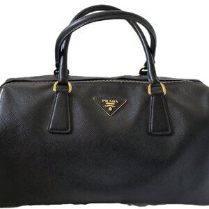 Pre-owned Prada Saffaino Black Handheld Handbag/Satchel